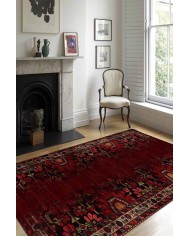 Lucy Eskitme Desenli Pamuk Tabanlı Yıkanabilen Kaydırmaz Antibakteriyel Şönil Salon Halısı