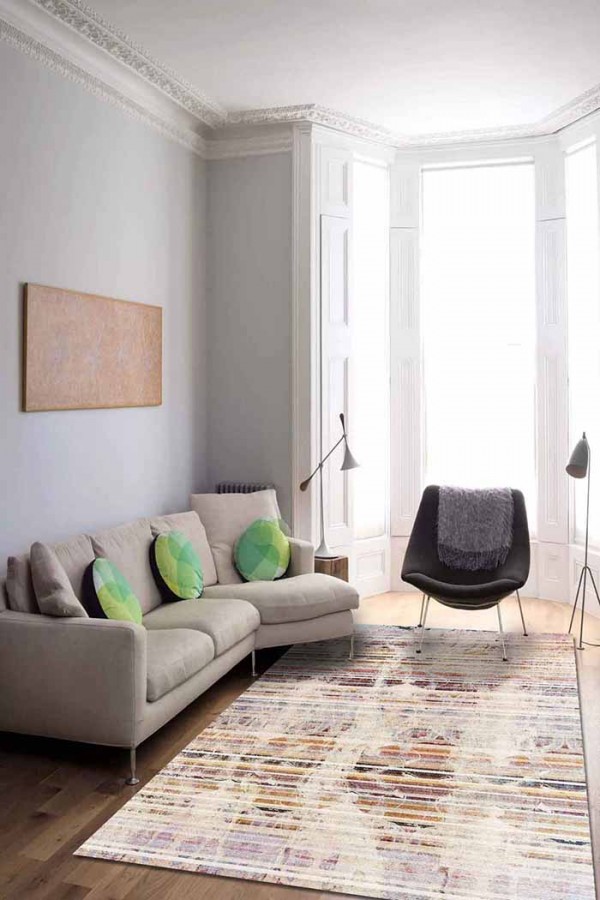 Luke Desenli Pamuk Tabanlı Yıkanabilen Kaydırmaz Antibakteriyel Şönil Salon Halısı