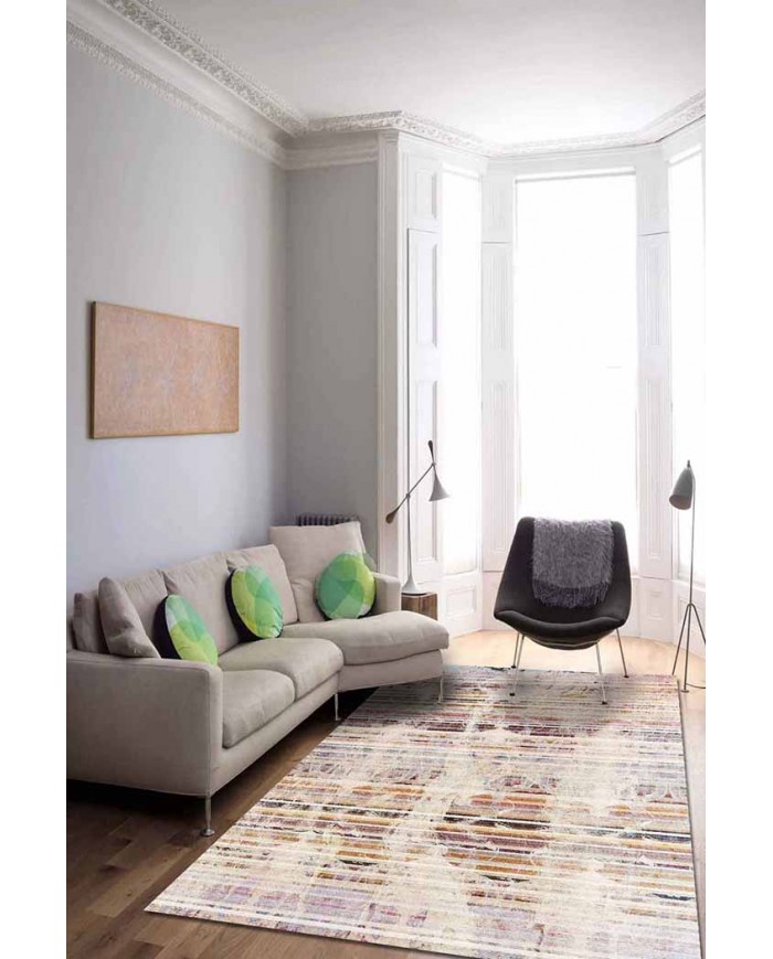 Luke Desenli Pamuk Tabanlı Yıkanabilen Kaydırmaz Antibakteriyel Şönil Salon Halısı