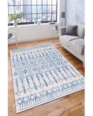 Malmö Bodrum İskandinav Desenli Pamuk Tabanlı Yıkanabilen Kaydırmaz Antibakteriyel Şönil Salon Halısı