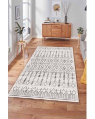 Malmö İskandinav Desenli Pamuk Tabanlı Yıkanabilen Kaydırmaz Antibakteriyel Şönil Salon Halısı