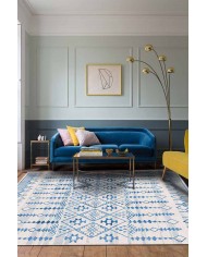 Malmö Bodrum İskandinav Desenli Pamuk Tabanlı Yıkanabilen Kaydırmaz Antibakteriyel Şönil Salon Halısı