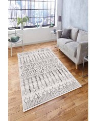 Malmö İskandinav Desenli Pamuk Tabanlı Yıkanabilen Kaydırmaz Antibakteriyel Şönil Salon Halısı