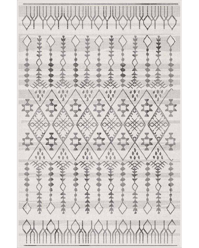 Malmö İskandinav Desenli Pamuk Tabanlı Yıkanabilen Kaydırmaz Antibakteriyel Şönil Salon Halısı