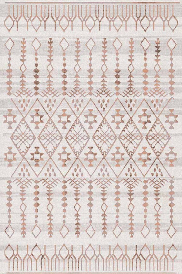 Malmö Somon İskandinav Desenli Pamuk Tabanlı Yıkanabilen Kaydırmaz Antibakteriyel Şönil Salon Halısı