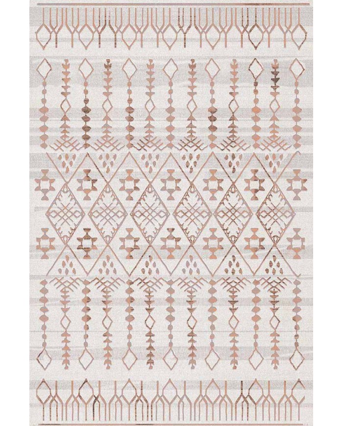 Malmö Somon İskandinav Desenli Pamuk Tabanlı Yıkanabilen Kaydırmaz Antibakteriyel Şönil Salon Halısı