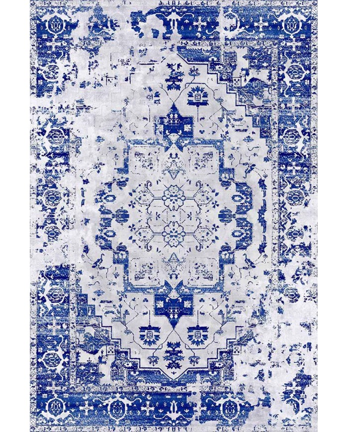 Maple Eskitme Desenli Pamuk Tabanlı Yıkanabilen Kaydırmaz Antibakteriyel Şönil Salon Halısı