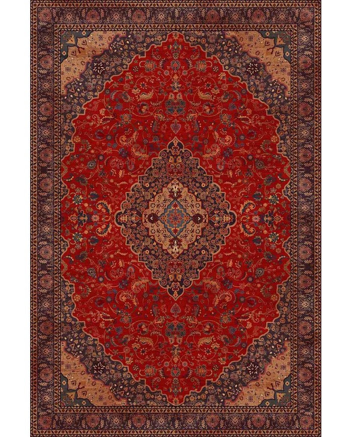 Marigold Eskitme Desenli Pamuk Tabanlı Yıkanabilen Kaydırmaz Antibakteriyel Şönil Salon Halısı