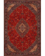 Marigold Eskitme Desenli Pamuk Tabanlı Yıkanabilen Kaydırmaz Antibakteriyel Şönil Salon Halısı