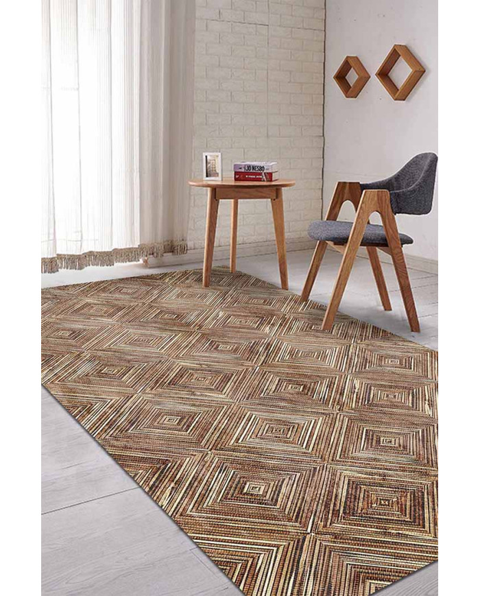 Merlin Iskandinav Desenli Pamuk Tabanlı Yıkanabilen Kaydırmaz Antibakteriyel Şönil Salon Halısı