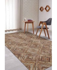 Merlin Iskandinav Desenli Pamuk Tabanlı Yıkanabilen Kaydırmaz Antibakteriyel Şönil Salon Halısı