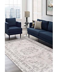 Milkyelegance Eskitme Desenli Pamuk Tabanlı Yıkanabilen Kaydırmaz Antibakteriyel Şönil Salon Halısı