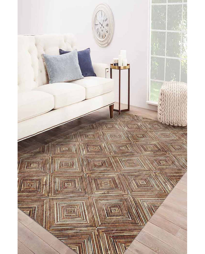 Merlin Iskandinav Desenli Pamuk Tabanlı Yıkanabilen Kaydırmaz Antibakteriyel Şönil Salon Halısı