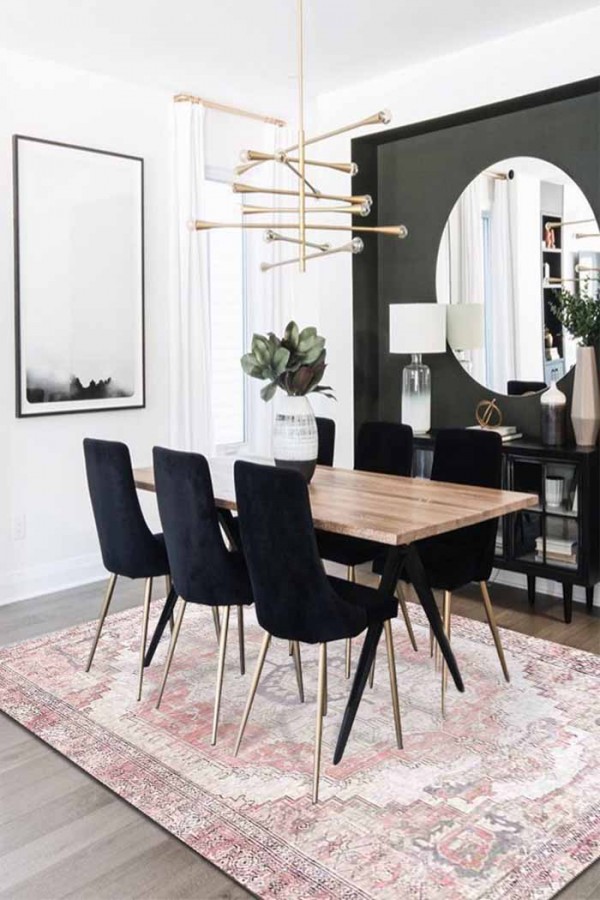 Moeno Kilim Desenli Pamuk Tabanlı Yıkanabilen Kaydırmaz Antibakteriyel Şönil Salon Halısı