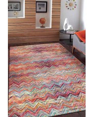 Missoni Desenli Pamuk Tabanlı Yıkanabilen Kaydırmaz Antibakteriyel Şönil Salon Halısı