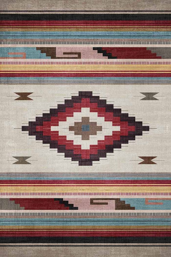 Misty Desenli Pamuk Tabanlı Yıkanabilen Kaydırmaz Antibakteriyel Şönil Salon Halısı