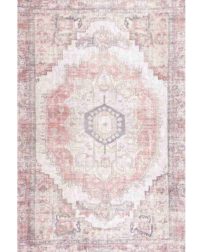 Moeno Kilim Desenli Pamuk Tabanlı Yıkanabilen Kaydırmaz Antibakteriyel Şönil Salon Halısı