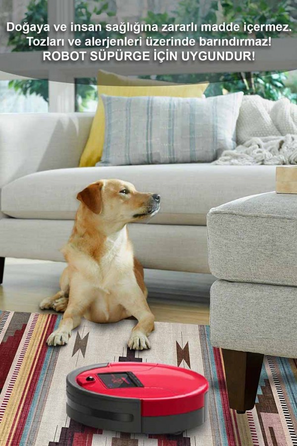 Misty Desenli Pamuk Tabanlı Yıkanabilen Kaydırmaz Antibakteriyel Şönil Salon Halısı