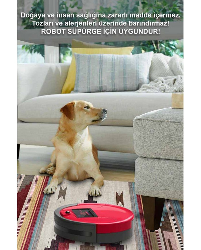 Misty Desenli Pamuk Tabanlı Yıkanabilen Kaydırmaz Antibakteriyel Şönil Salon Halısı