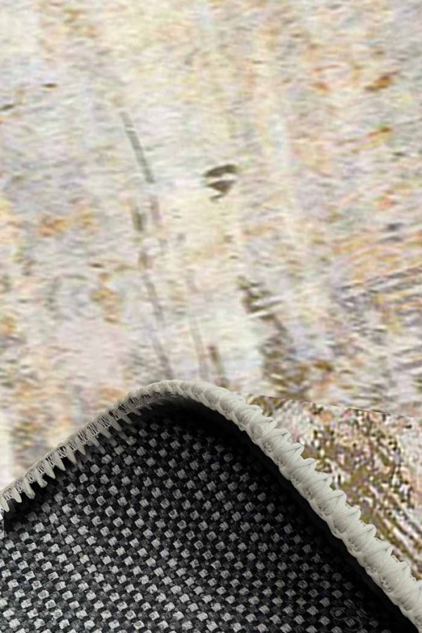 Monet Desenli Pamuk Tabanlı Yıkanabilen Kaydırmaz Antibakteriyel Şönil Salon Halısı