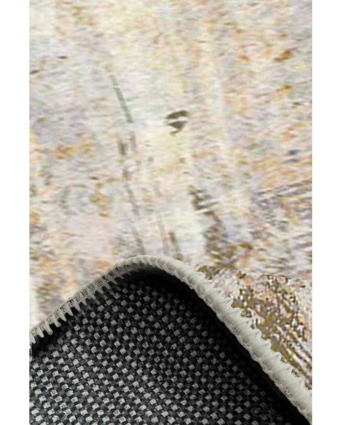 Monet Desenli Pamuk Tabanlı Yıkanabilen Kaydırmaz Antibakteriyel Şönil Salon Halısı