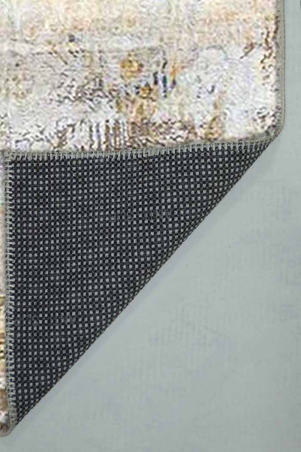 Monet Desenli Pamuk Tabanlı Yıkanabilen Kaydırmaz Antibakteriyel Şönil Salon Halısı