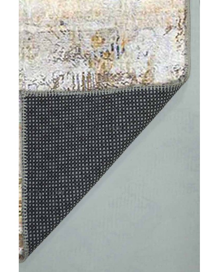 Monet Desenli Pamuk Tabanlı Yıkanabilen Kaydırmaz Antibakteriyel Şönil Salon Halısı