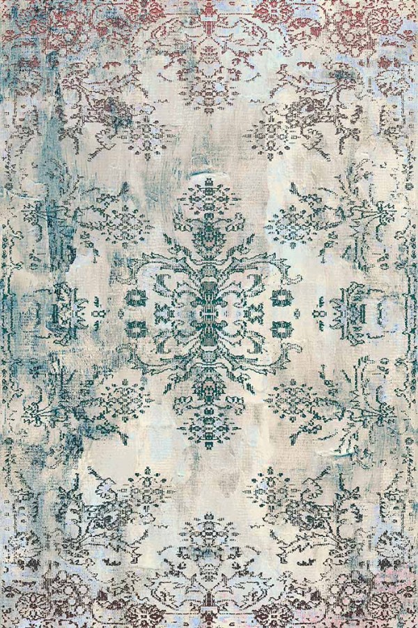 Moss Eskitme Desenli Pamuk Tabanlı Yıkanabilen Kaydırmaz Antibakteriyel Şönil Salon Halısı