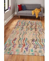 Nador-Morocco Desenli Pamuk Tabanlı Yıkanabilen Kaydırmaz Antibakteriyel Şönil Salon Halısı