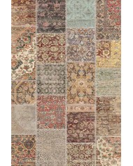 Nadine Patchwork Desenli Pamuk Tabanlı Yıkanabilen Kaydırmaz Antibakteriyel Şönil Salon Halısı