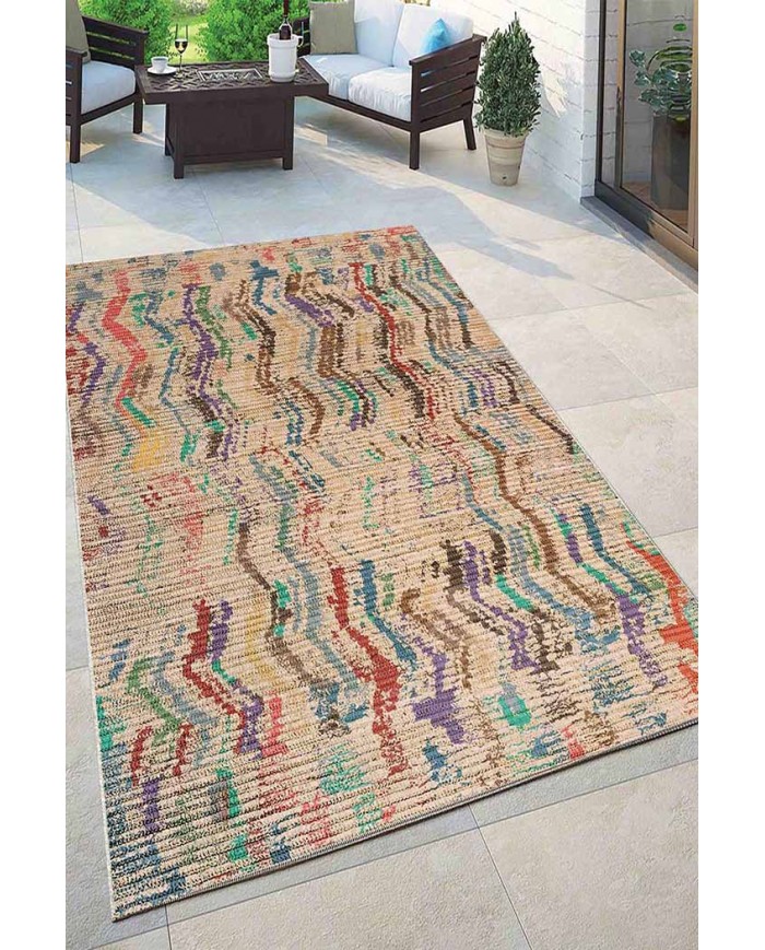 Nador-Morocco Desenli Pamuk Tabanlı Yıkanabilen Kaydırmaz Antibakteriyel Şönil Salon Halısı