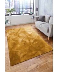 Nigra-Hardal Desenli Pamuk Tabanlı Yıkanabilen Kaydırmaz Antibakteriyel Şönil Salon Halısı