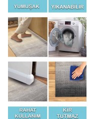 Nigel Desenli Pamuk Tabanlı Yıkanabilen Kaydırmaz Antibakteriyel Şönil Salon Halısı