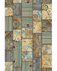 Node Patchwork Desenli Pamuk Tabanlı Yıkanabilen Kaydırmaz Antibakteriyel Şönil Salon Halısı