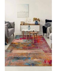 Pablo Desenli Pamuk Tabanlı Yıkanabilen Kaydırmaz Antibakteriyel Şönil Salon Halısı