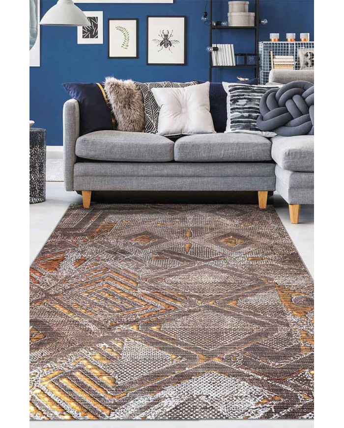 Norton Desenli Pamuk Tabanlı Yıkanabilen Kaydırmaz Antibakteriyel Şönil Salon Halısı