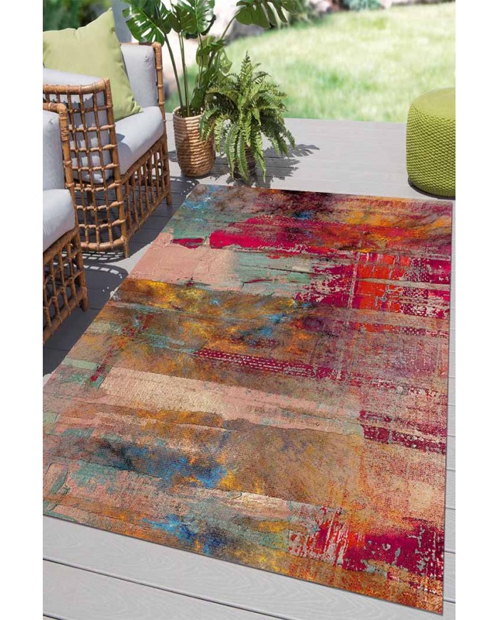 Pablo Desenli Pamuk Tabanlı Yıkanabilen Kaydırmaz Antibakteriyel Şönil Salon Halısı