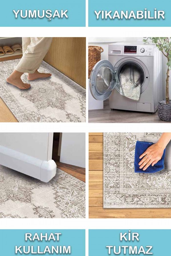 Pargax Pamuk Tabanlı Yıkanabilen Kaydırmaz Antibakteriyel Şönil Salon Halısı