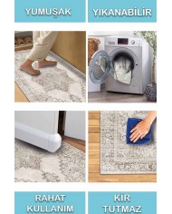 Pargax Pamuk Tabanlı Yıkanabilen Kaydırmaz Antibakteriyel Şönil Salon Halısı