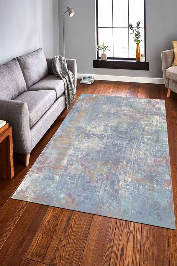 Pia Desenli Pamuk Tabanlı Yıkanabilen Kaydırmaz Antibakteriyel Şönil Salon Halısı