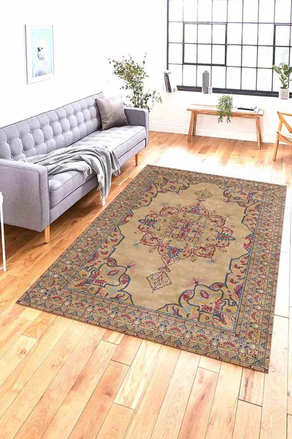 Pojix Pamuk Tabanlı Yıkanabilen Kaydırmaz Antibakteriyel Şönil Salon Halısı