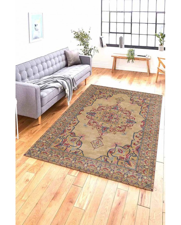 Pojix Pamuk Tabanlı Yıkanabilen Kaydırmaz Antibakteriyel Şönil Salon Halısı