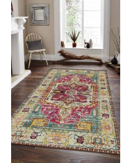 Petiax Pamuk Tabanlı Yıkanabilen Kaydırmaz Antibakteriyel Şönil Salon Halısı