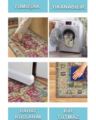 Petiax Pamuk Tabanlı Yıkanabilen Kaydırmaz Antibakteriyel Şönil Salon Halısı