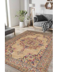 Pojix Pamuk Tabanlı Yıkanabilen Kaydırmaz Antibakteriyel Şönil Salon Halısı