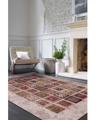 Puzzle Eskitme Desenli Pamuk Tabanlı Yıkanabilen Kaydırmaz Antibakteriyel Şönil Salon Halısı