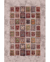 Puzzle Eskitme Desenli Pamuk Tabanlı Yıkanabilen Kaydırmaz Antibakteriyel Şönil Salon Halısı