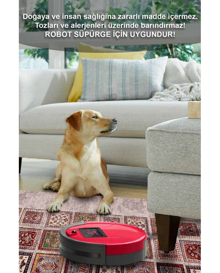 Puzzle Eskitme Desenli Pamuk Tabanlı Yıkanabilen Kaydırmaz Antibakteriyel Şönil Salon Halısı