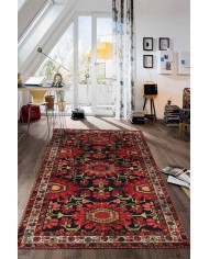 Rebecca Eskitme Desenli Pamuk Tabanlı Yıkanabilen Kaydırmaz Antibakteriyel Şönil Salon Halısı