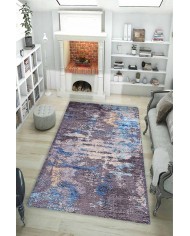 Rhodes Desenli Pamuk Tabanlı Yıkanabilen Kaydırmaz Antibakteriyel Şönil Salon Halısı